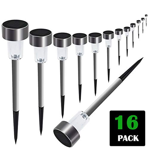 Stainless Steel Landscape Light for Patio 16 Pack Lawn Spiceladen Solar Lights Outdoor Driveway Solar Powered Pathway Lights Yard Walkway 